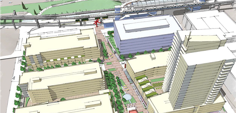 Rendering of possible urban design in Northgate.