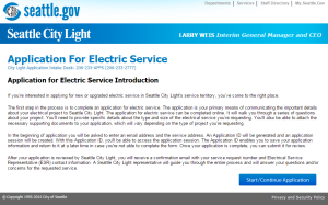 City Light Portal Screenshot for Electrical Service Applications