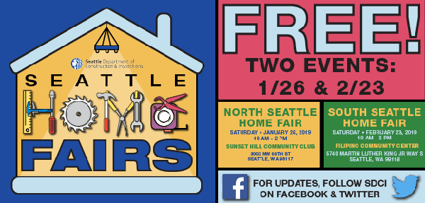 Seattle Home Fairs on Jan 26 and Feb 23.