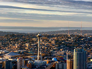 Seattle Skyline looking west from Seattle Center.