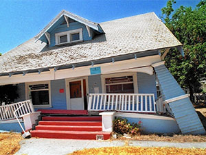 House damanaged in 1994 California Earthquake.