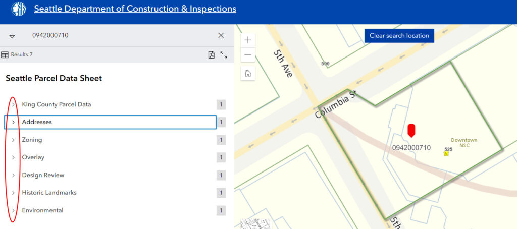 Screenshot of the new parcel data layers in the GIS map.