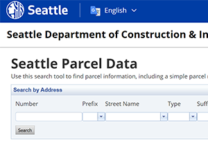 Screenshot of the old Parcel Data tool.