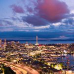Seattle skyline at night.