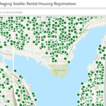 A screenshot of a map identifying registered rental housing in Seattle.